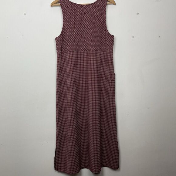 Talbots Plaid Red Tan Sleeveless Jumper Dress Plaid 10 Petite Made in USA - Picture 8 of 12